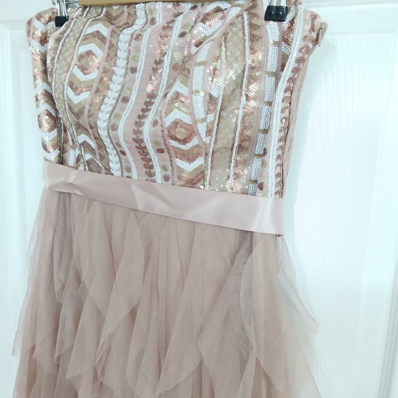 Deb Plus Dress Sequin Asymetrical  Lace Party HOCO Wedding Quince Size 16 - Picture 3 of 11